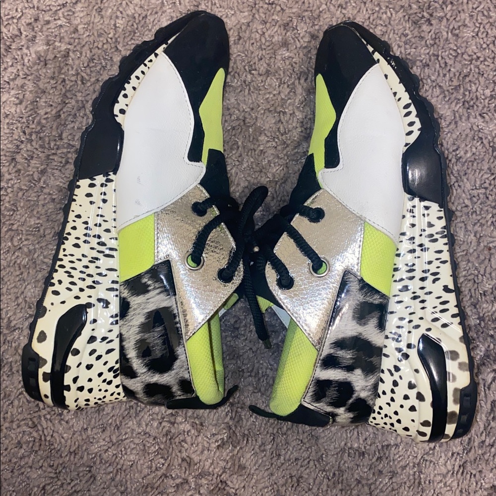 Steve Madden Cliff Neon Green and Black Wedge Sneakers - Picture 10 of 10